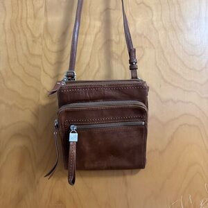 Perlina New York Brown Leather Crossbody Bag
